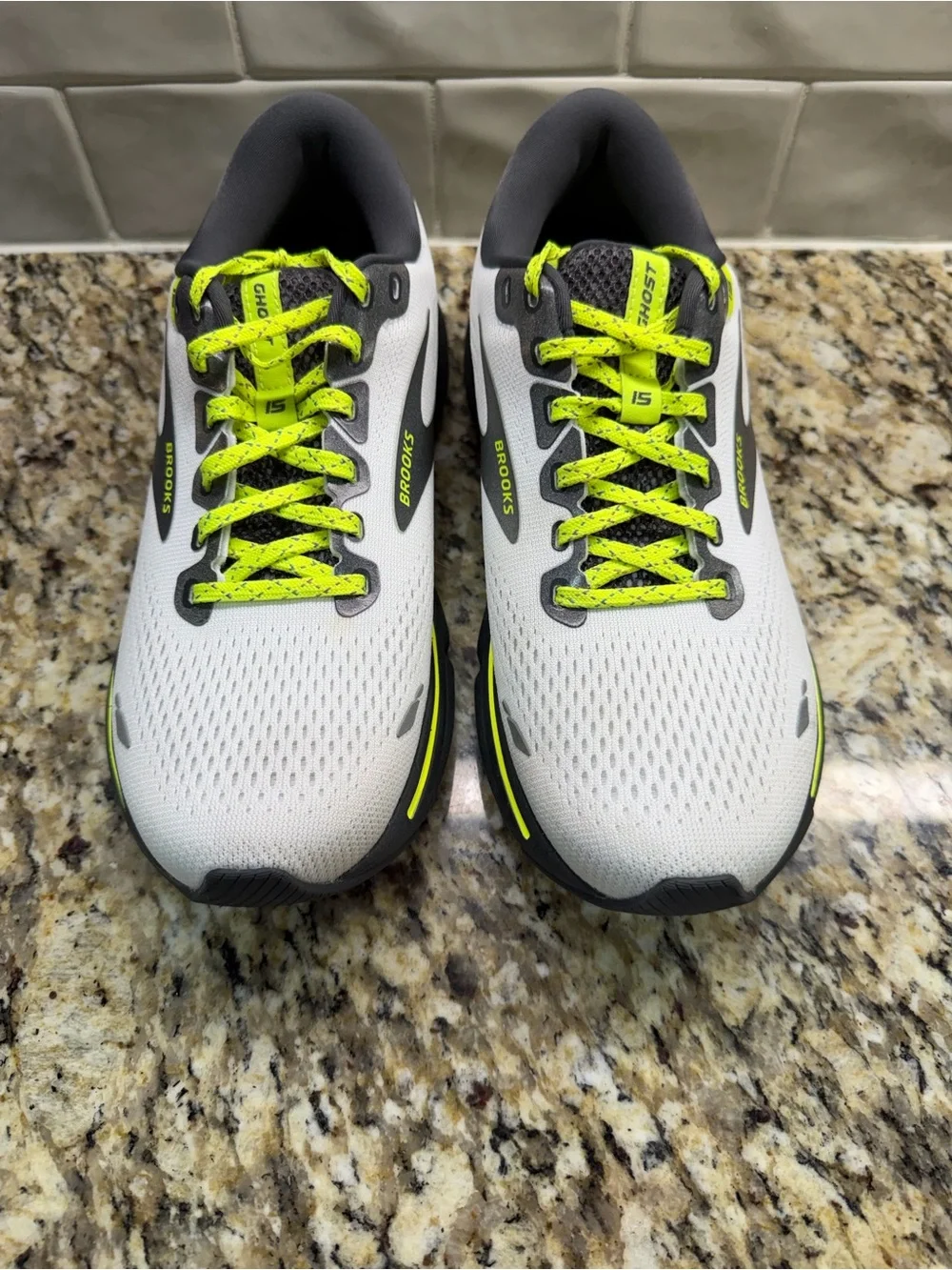 Brooks gray running shoes with neon yellow accents - Picture 1 of 6